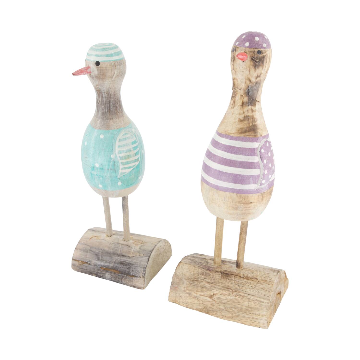 Figurine bird albizia wood 14.5x10x39cm A/2