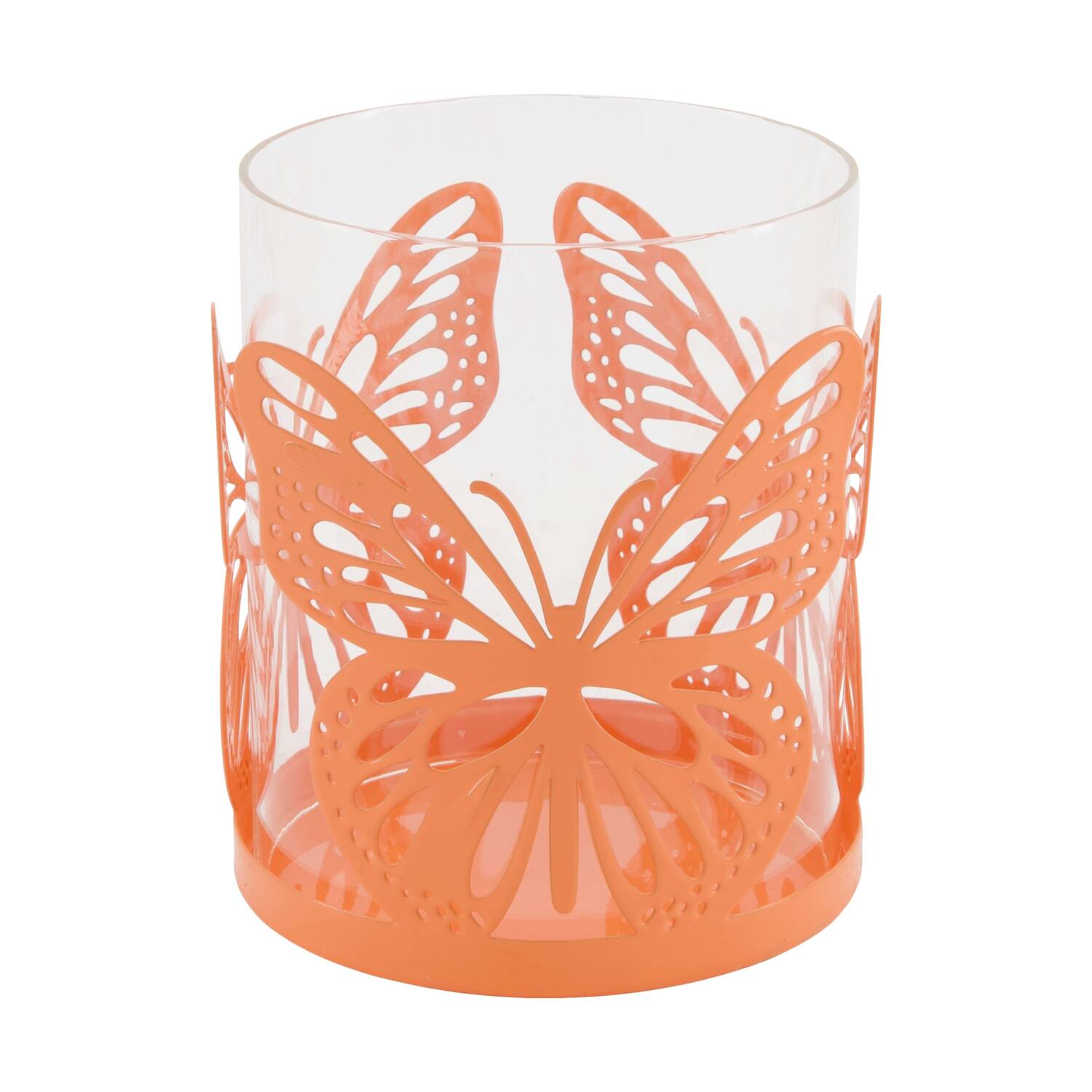 Tealight holder butterfly metal with glass 12x12x14cm