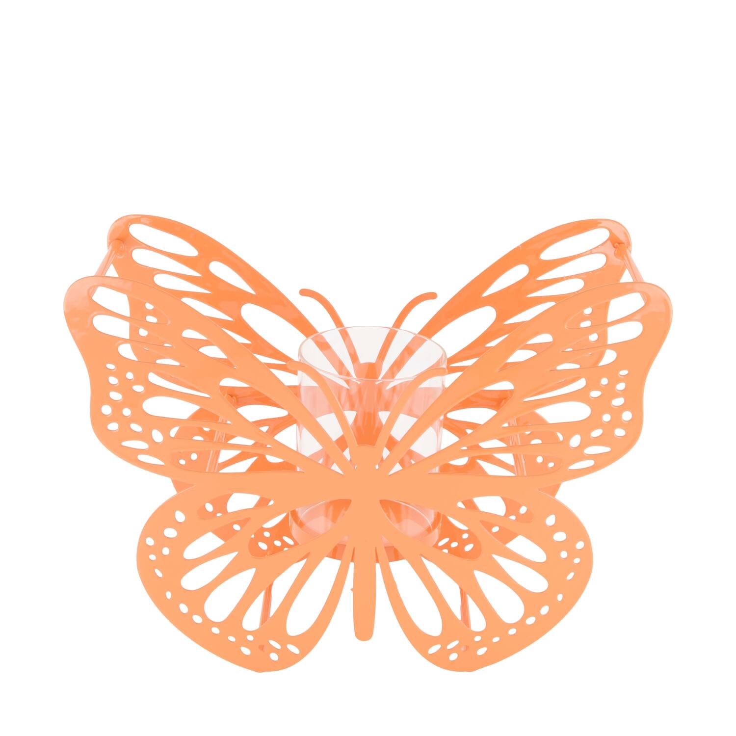 Tealight holder butterfly metal with glass 28x11.5x21cm