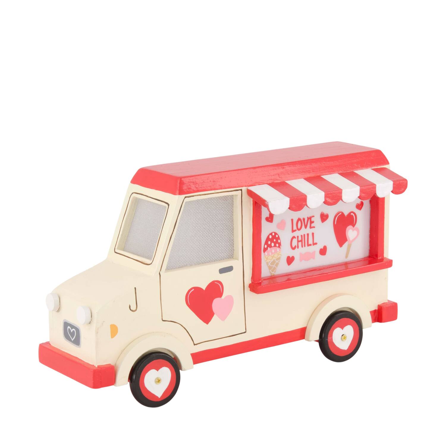 Figurine love truck pine wood 21.3x8x12.5cm