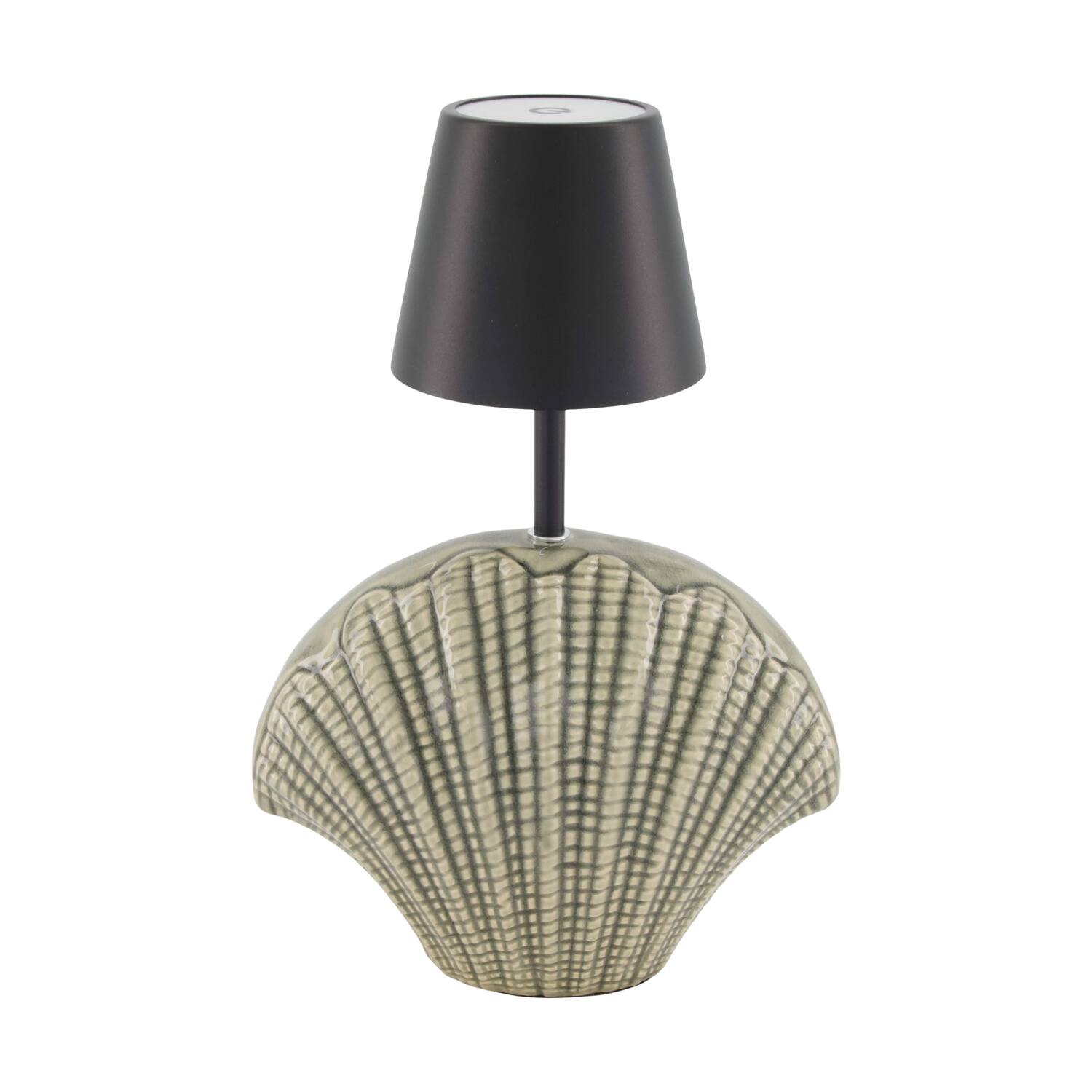 Table lamp shell rechargeable incl. cable glass 22.5x11x34cm
