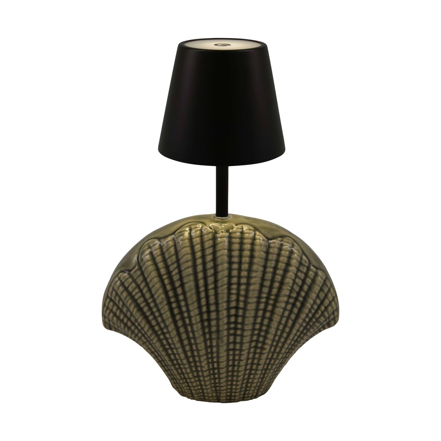 Table lamp shell rechargeable incl. cable glass 22.5x11x34cm