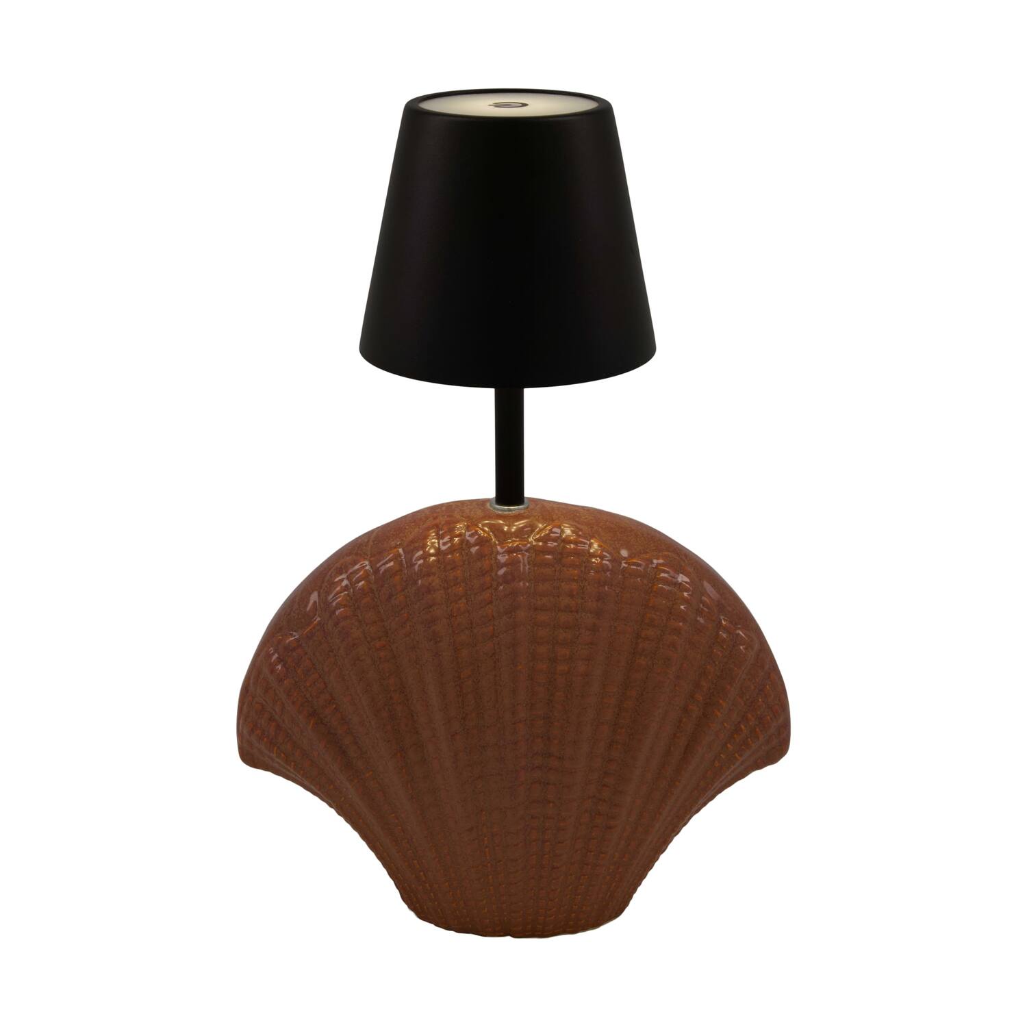 Table lamp shell rechargeable incl. cable glass 22.5x11x34cm