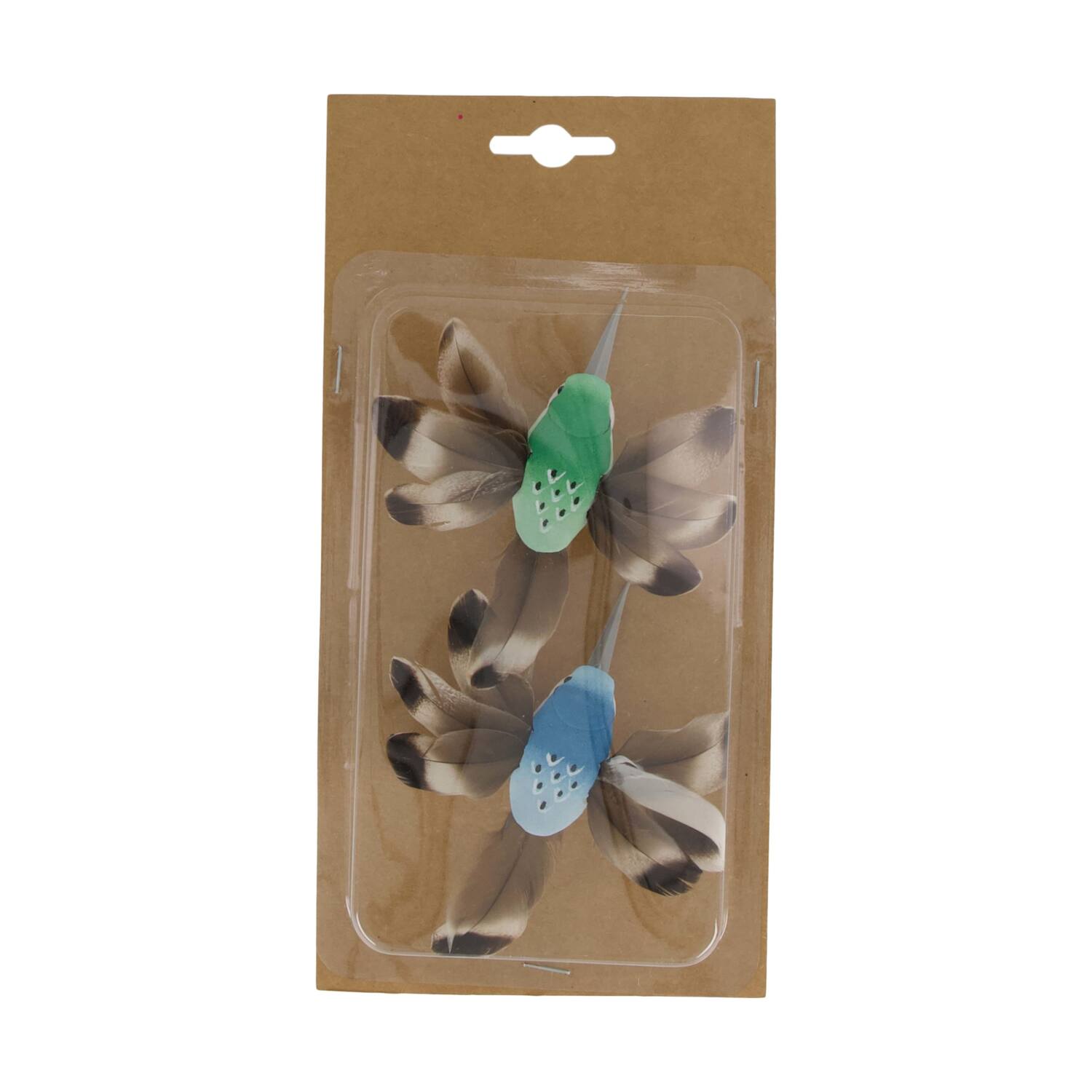 Bird fabric on clip 11x9x2cm 2pc - Multi