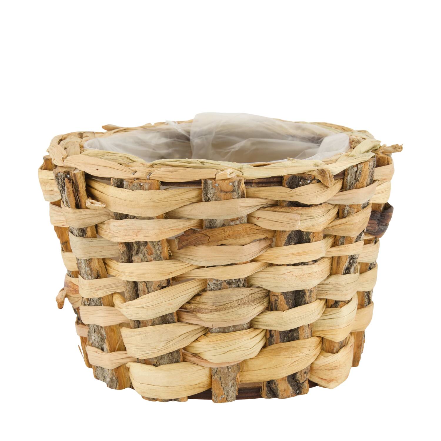 Planter rectangular bark with plastic 20x20x14cm