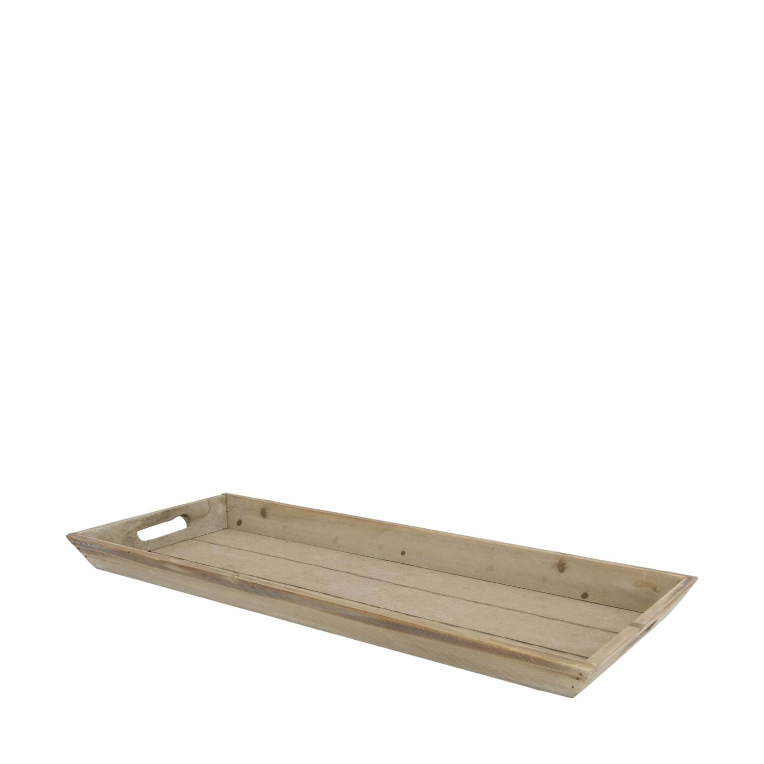 Tray rectangular fir wood with handle 48x20x3.5cm - Brown