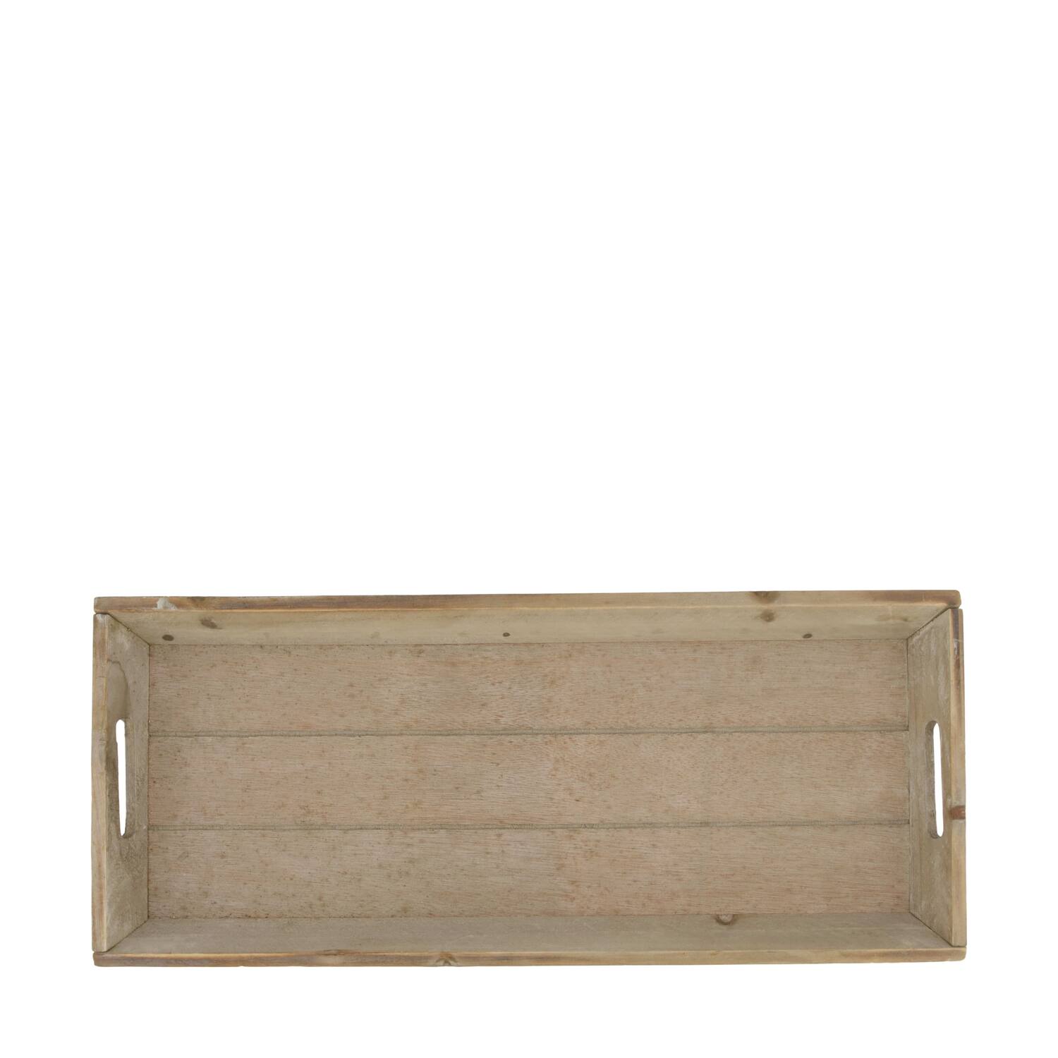 Tray rectangular fir wood with handle 48x20x3.5cm - Brown