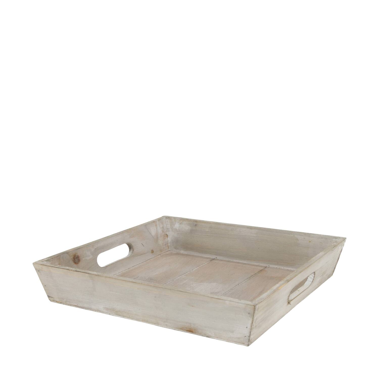 Tray square fir wood with handle 28x28x4.5cm - Brown
