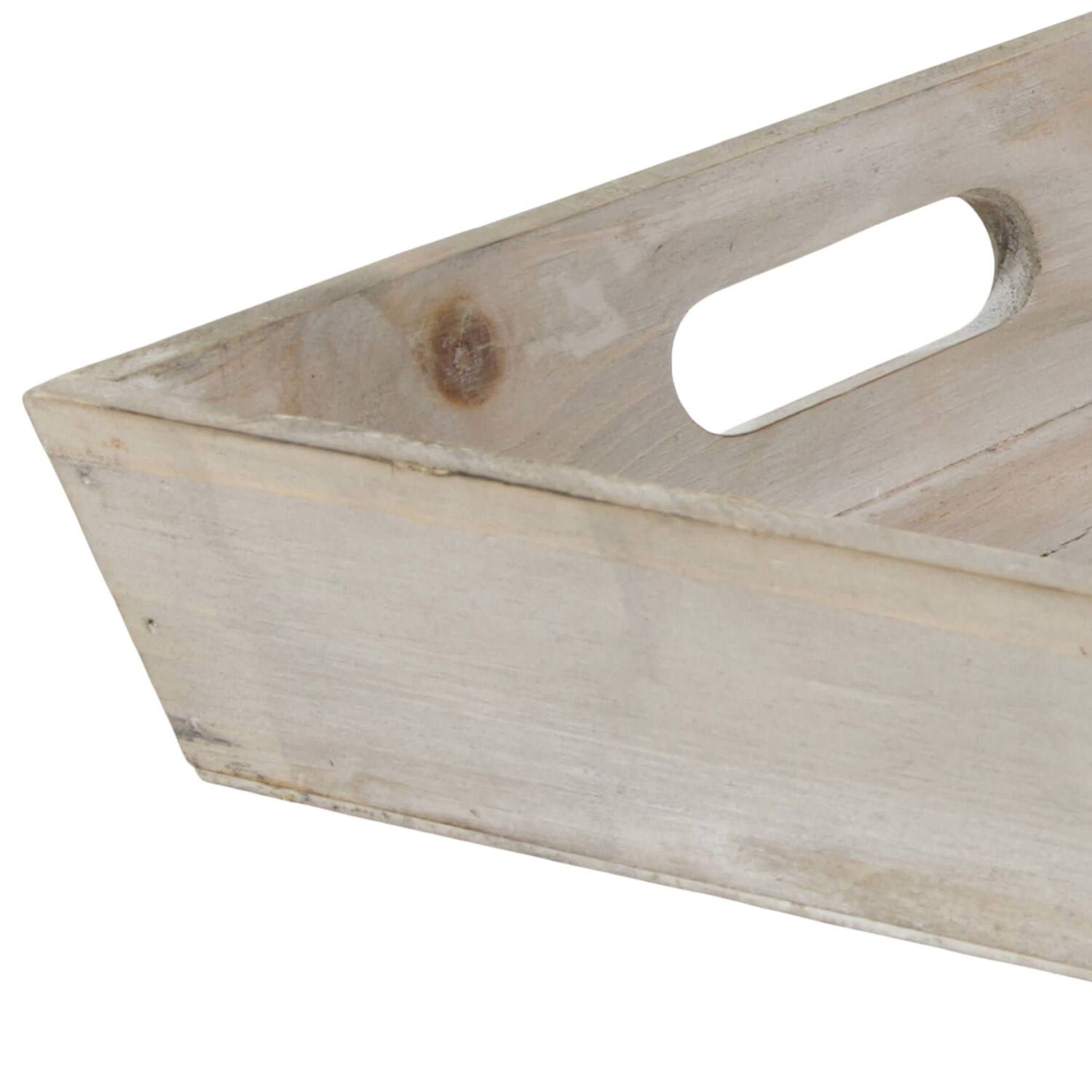 Tray square fir wood with handle 28x28x4.5cm - Brown