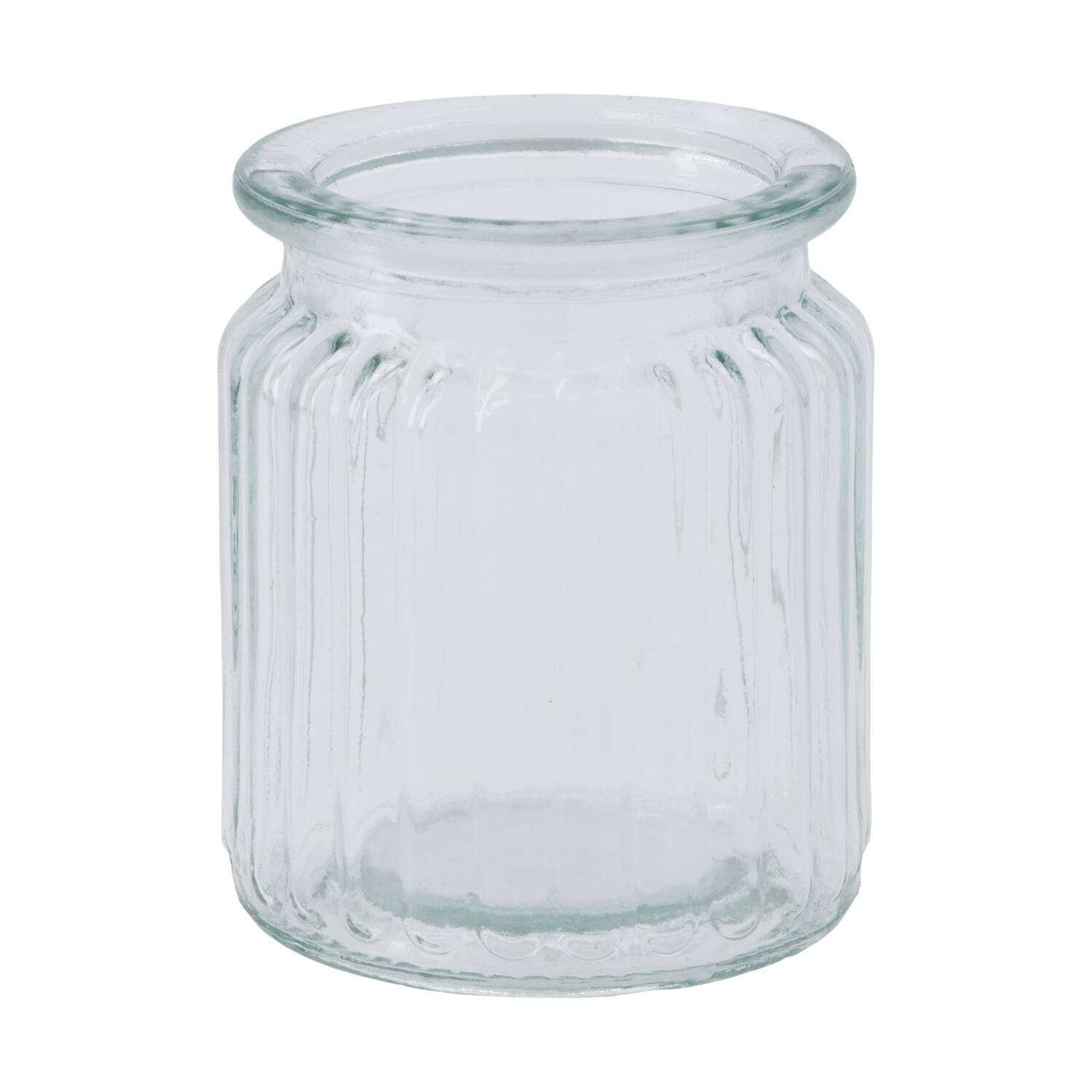 Ronde vaas - Geribbeld glas - 7,5x7,5x9 cm - Transparant