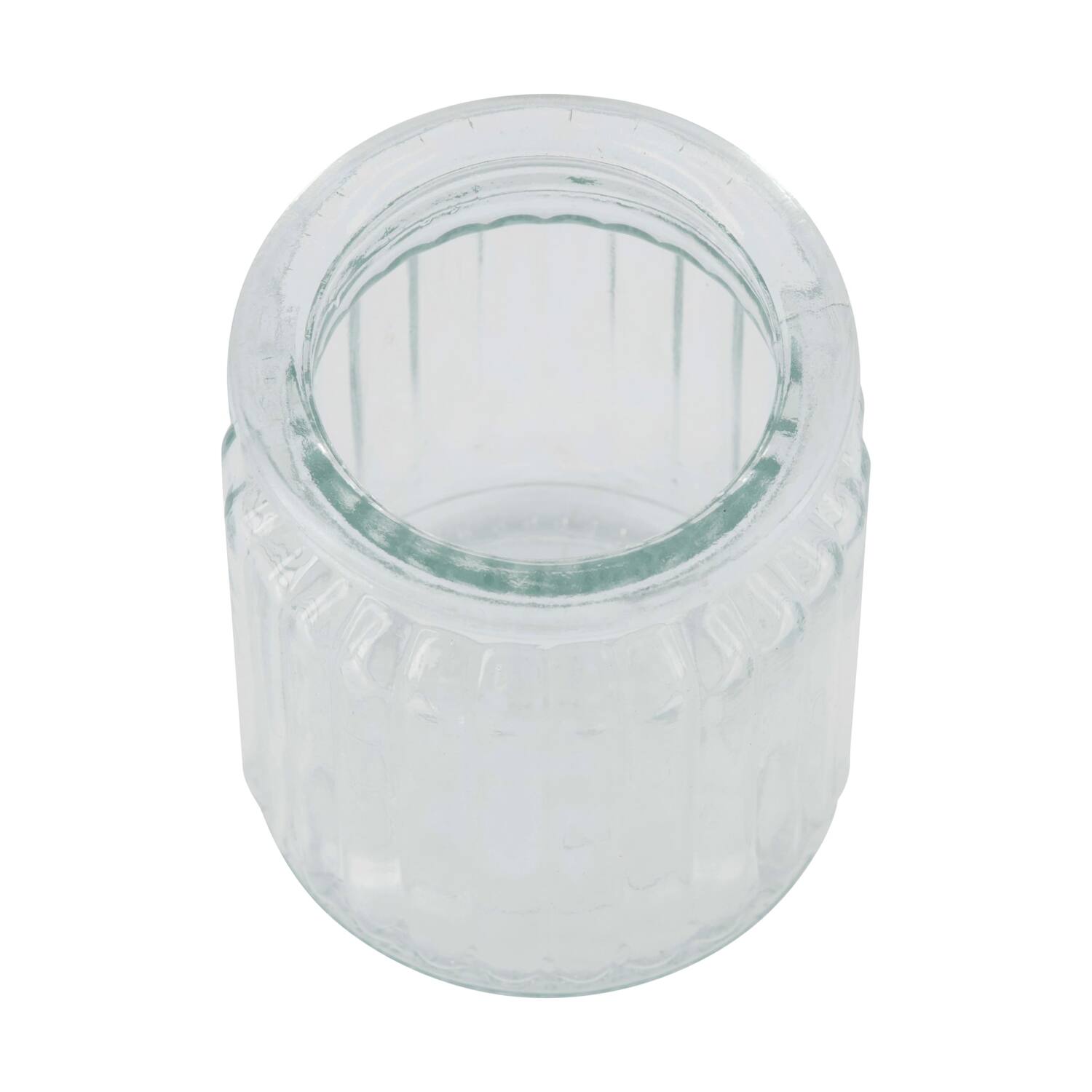 Ronde vaas - Geribbeld glas - 7,5x7,5x9 cm - Transparant