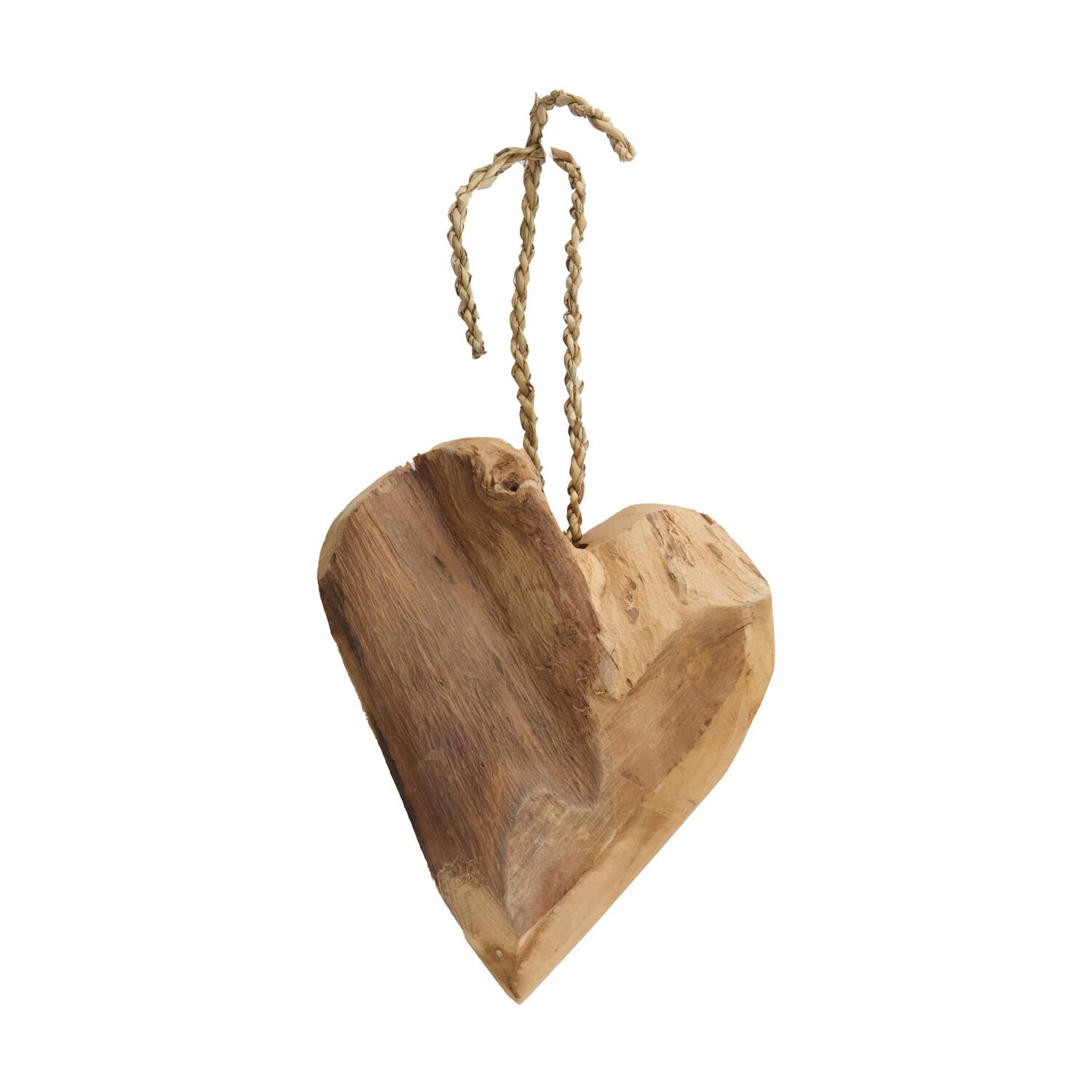 Hanger heart teak wood 20x10x26cm