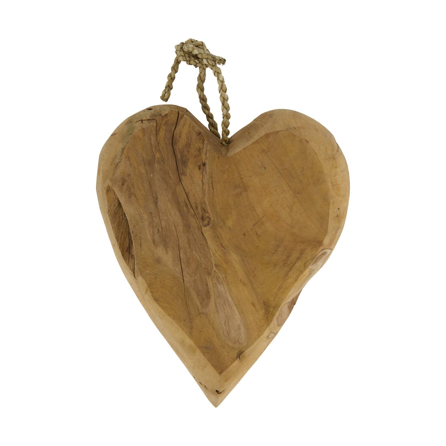 Hanger heart teak wood 30x10x33cm