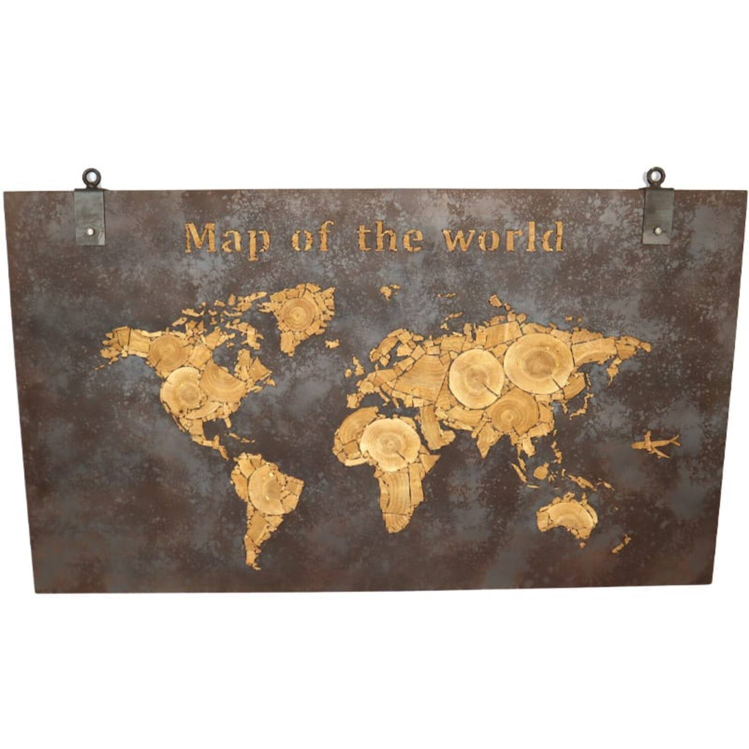 Fir wood world map 140x4,5x80cm