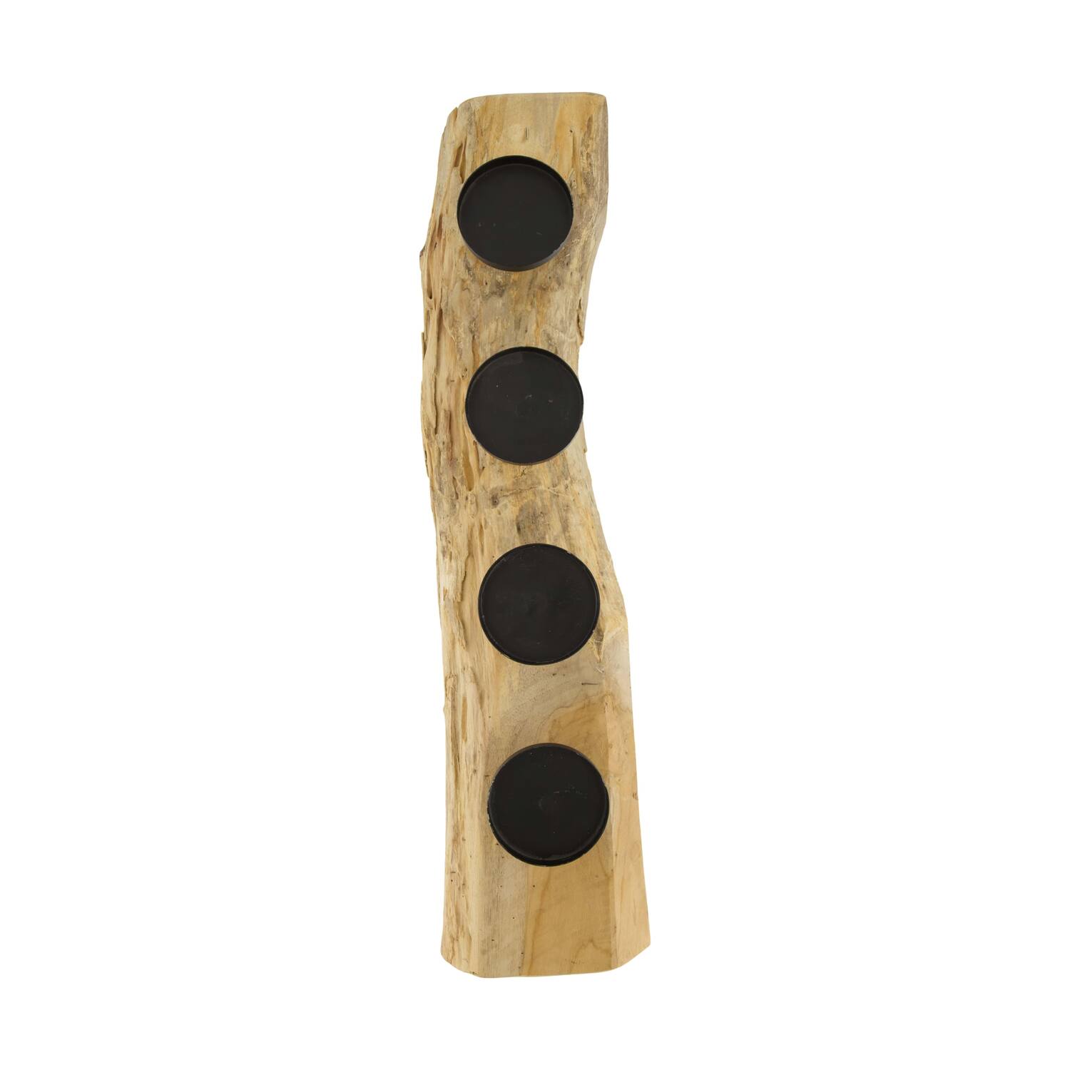 Root teak wood with candle holders 70x20x16cm - Natural