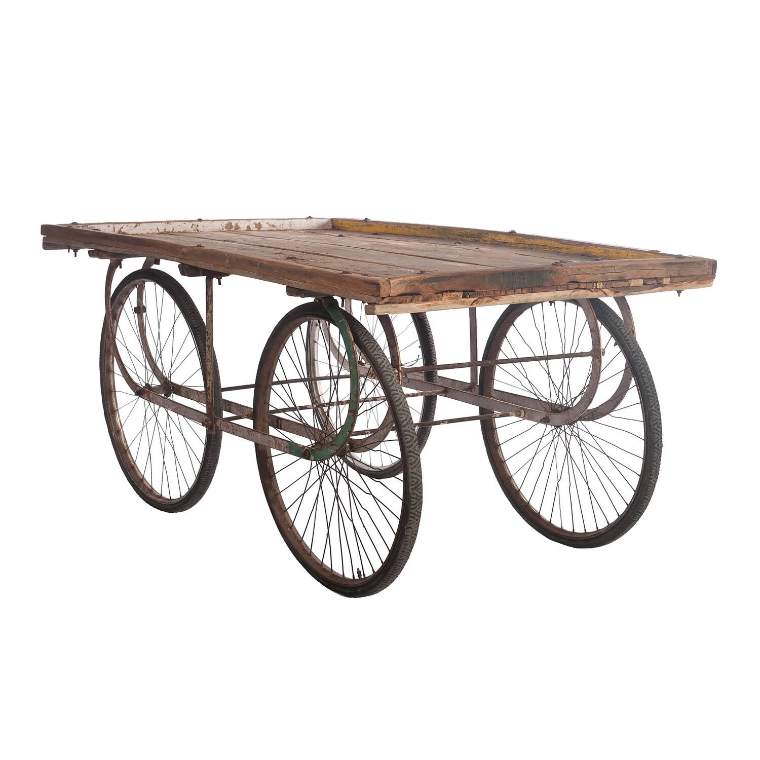 Table cart assorted reclaimed wood vintage 168x102x79cm KD