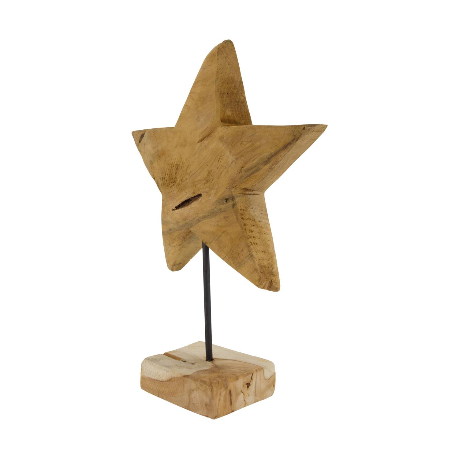 Image etoile sur pied - Bois de teck - 28x10x40 cm - Naturel