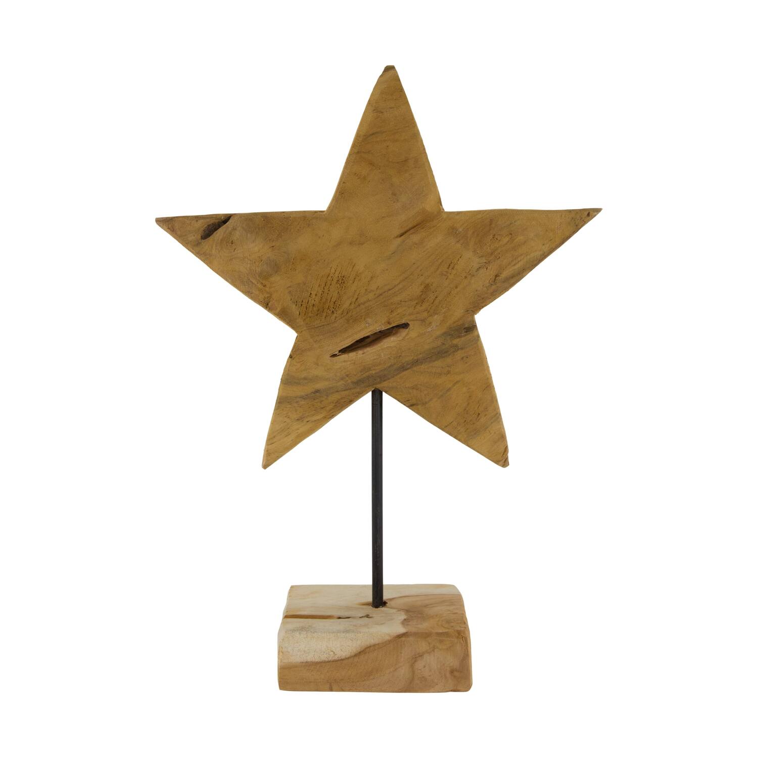 Image etoile sur pied - Bois de teck - 28x10x40 cm - Naturel