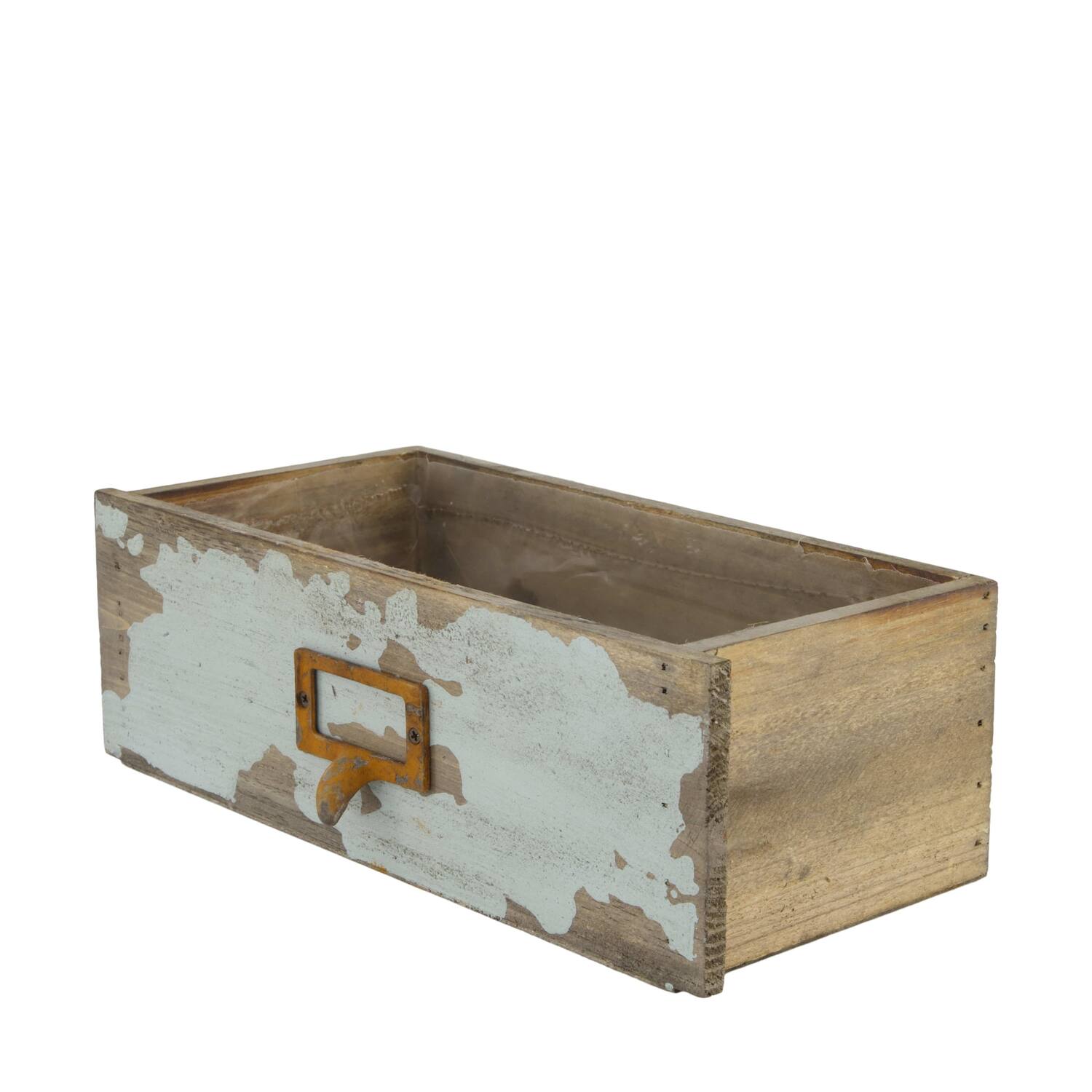 Plantenbak - Dennenhout met plastic - 26x13x9cm - Grijs
