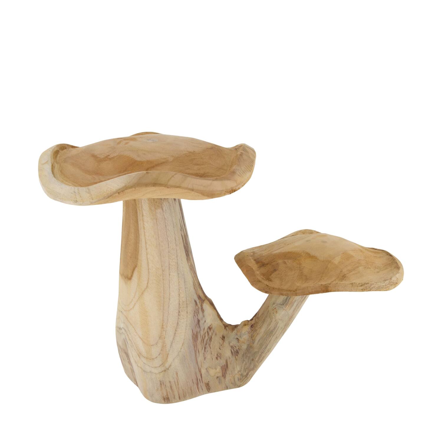 Mushroom double teak wood 45x24x29cm - Natural
