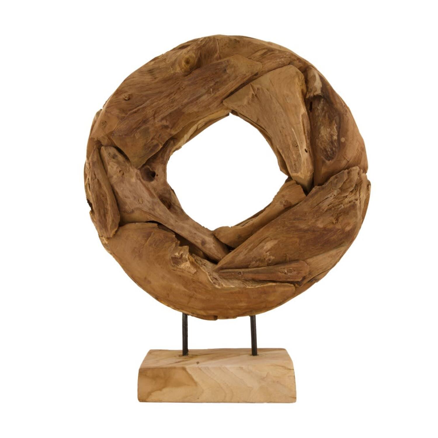 Statue round erosion wood 39x10x54cm