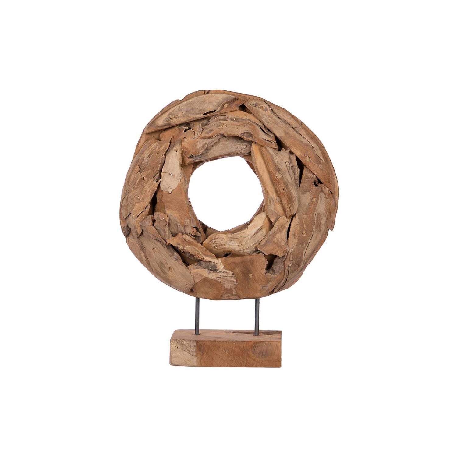 Statue round erosion wood on stand 79x15x94cm