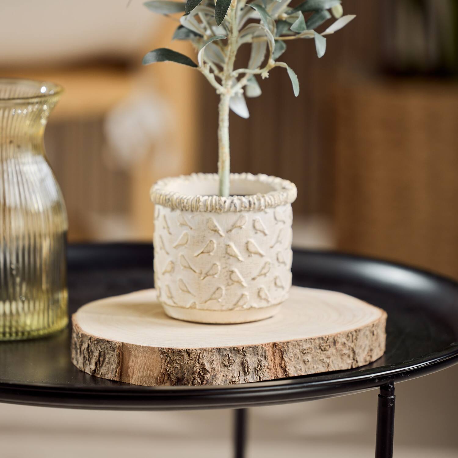 Slice round paulownia wood 25x25x3cm - Natural