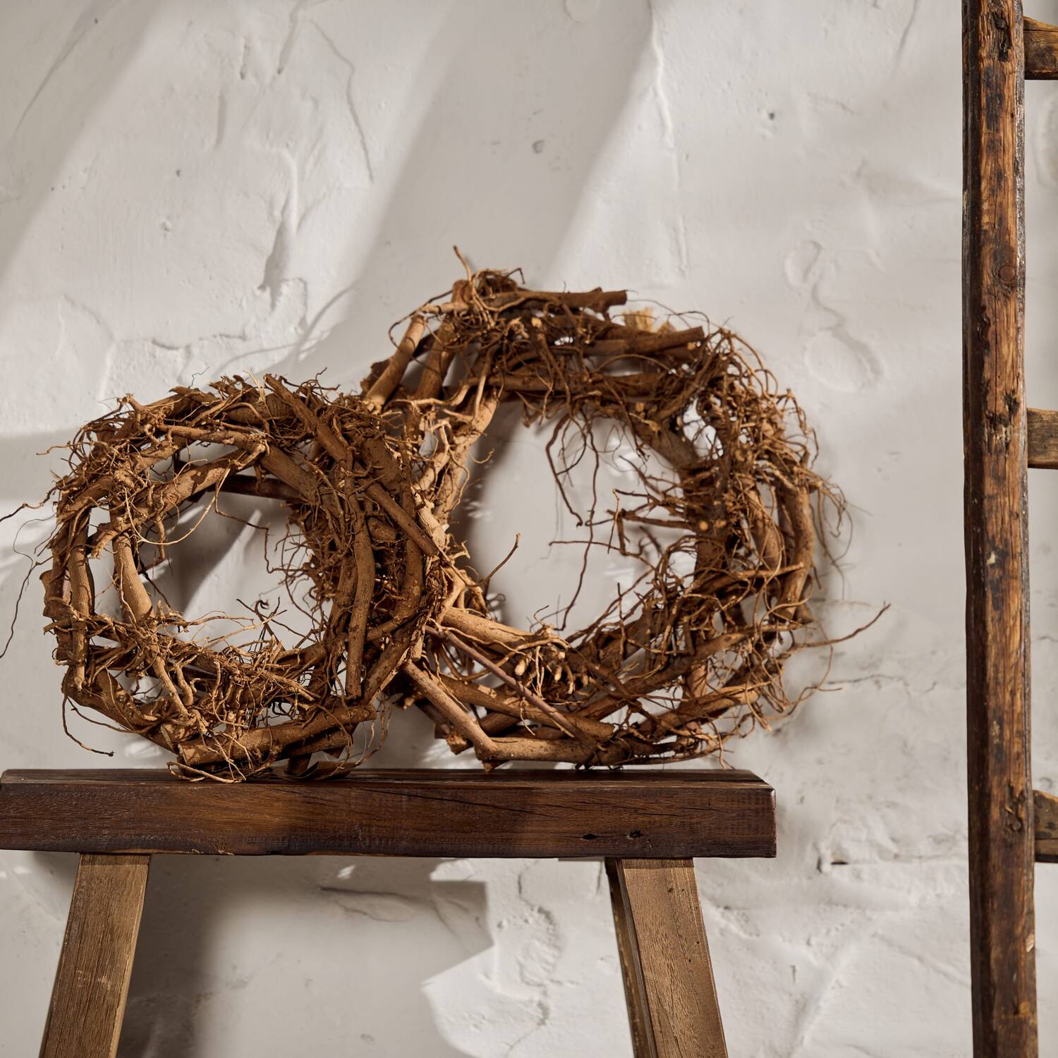 Couronne - Coton et bois de racine - 38x7x38 cm - Naturel