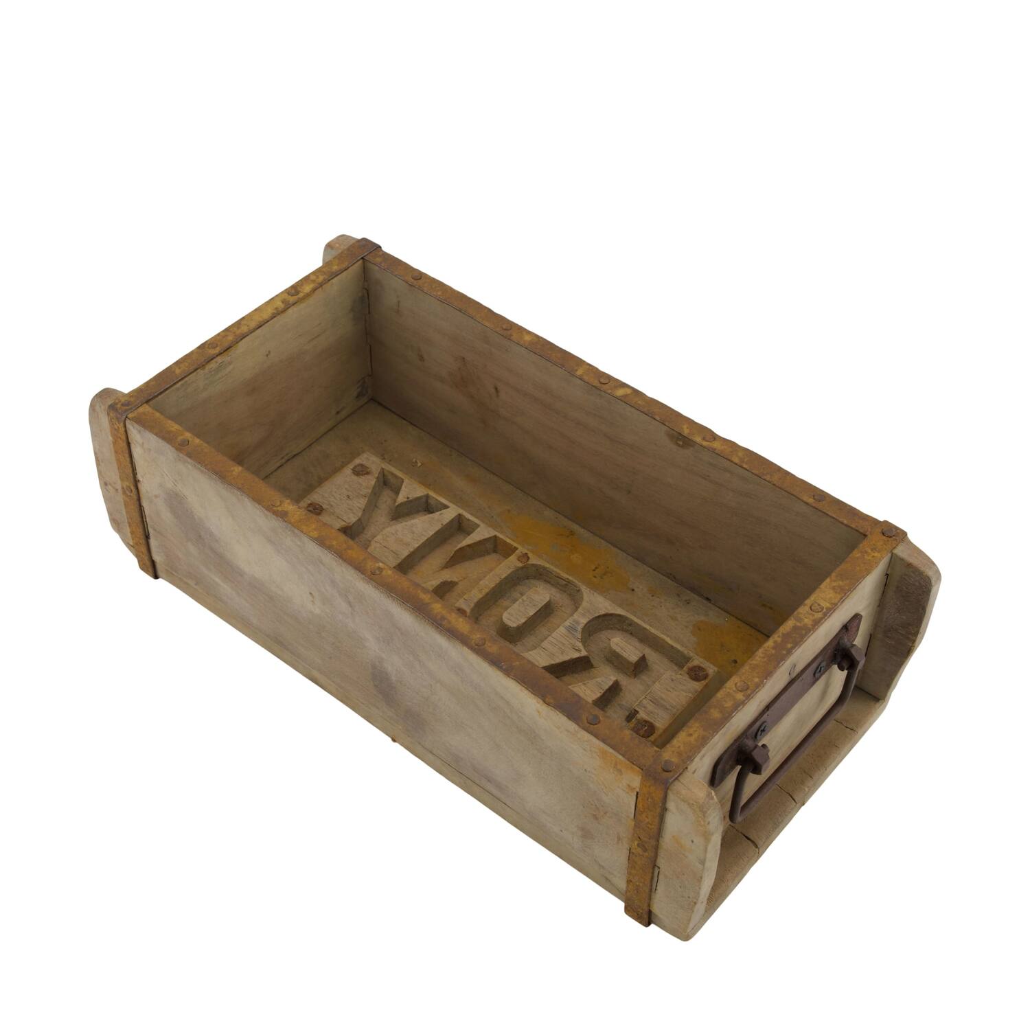Brickmould rectangular reclaimed wood with handle 32x15x10cm - Natural