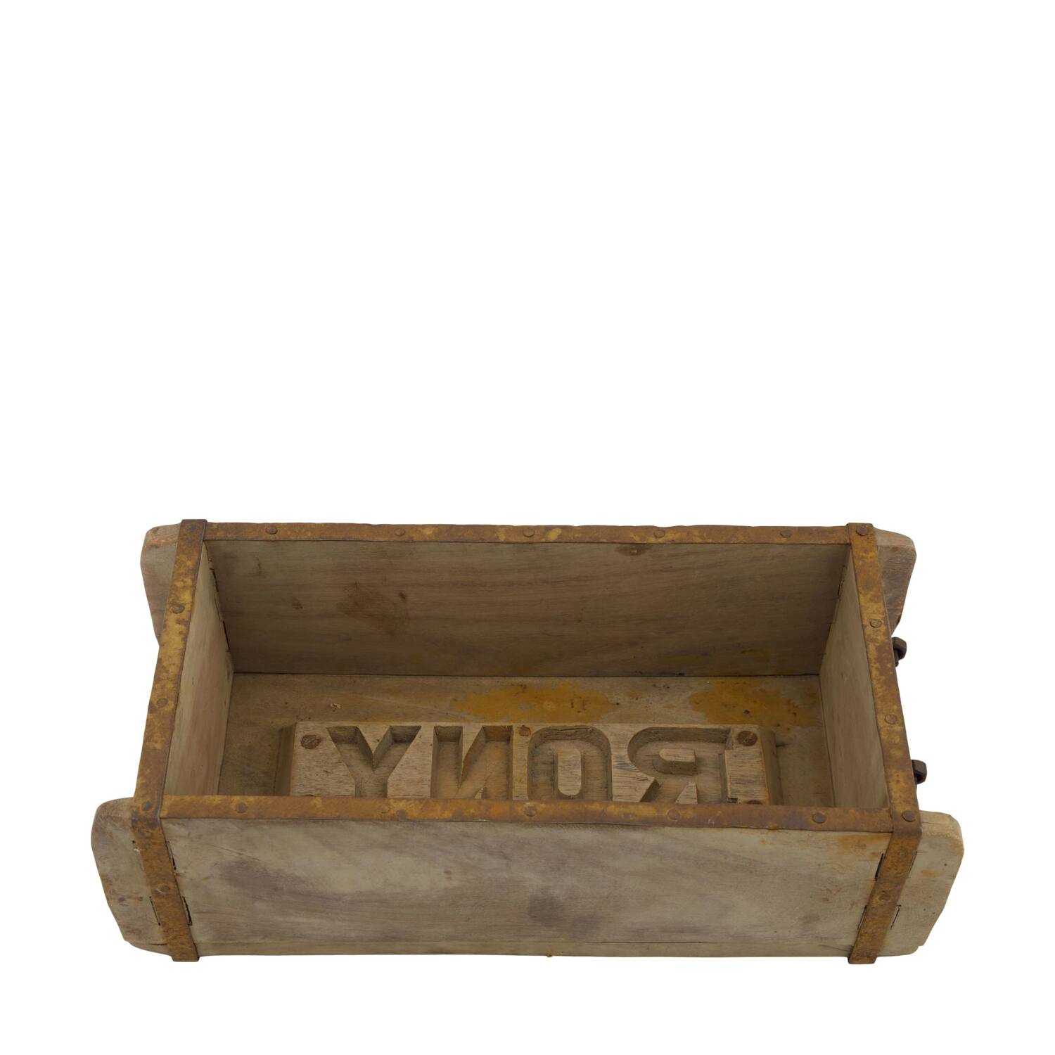 Brickmould rectangular reclaimed wood with handle 32x15x10cm - Natural
