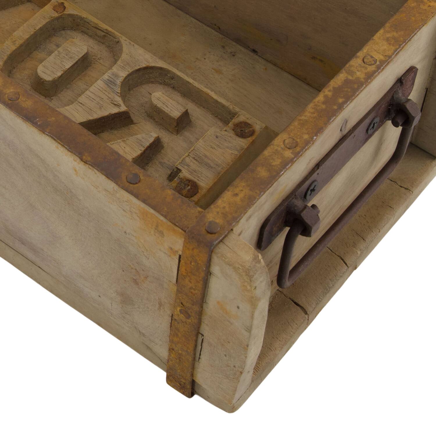 Brickmould rectangular reclaimed wood with handle 32x15x10cm - Natural