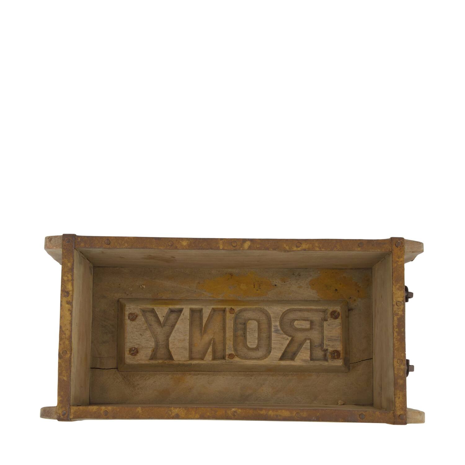 Brickmould rectangular reclaimed wood with handle 32x15x10cm - Natural