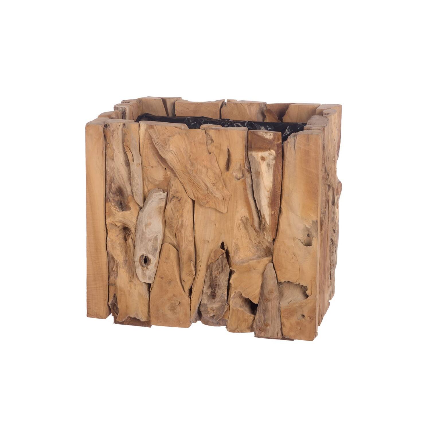 Erosion wood box 38x38x38cm with plastic