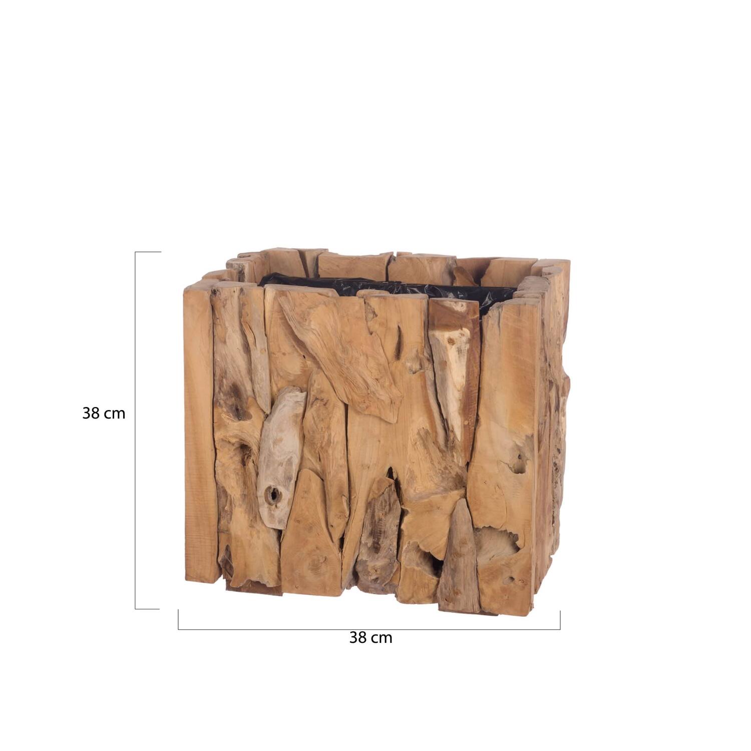 Erosion wood box 38x38x38cm with plastic