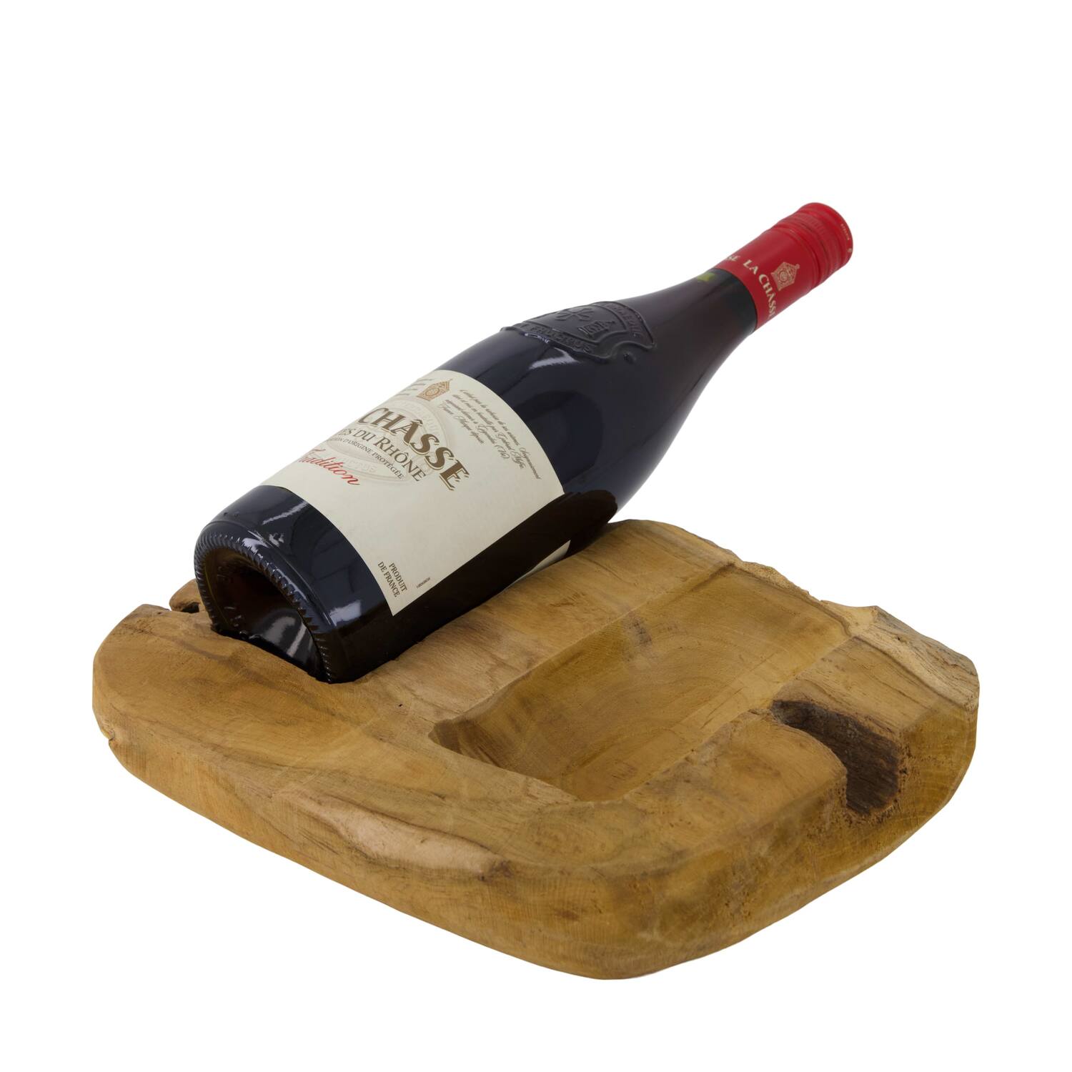 Winebottle holder 2 bottles teak wood 30x30x8cm - Natural