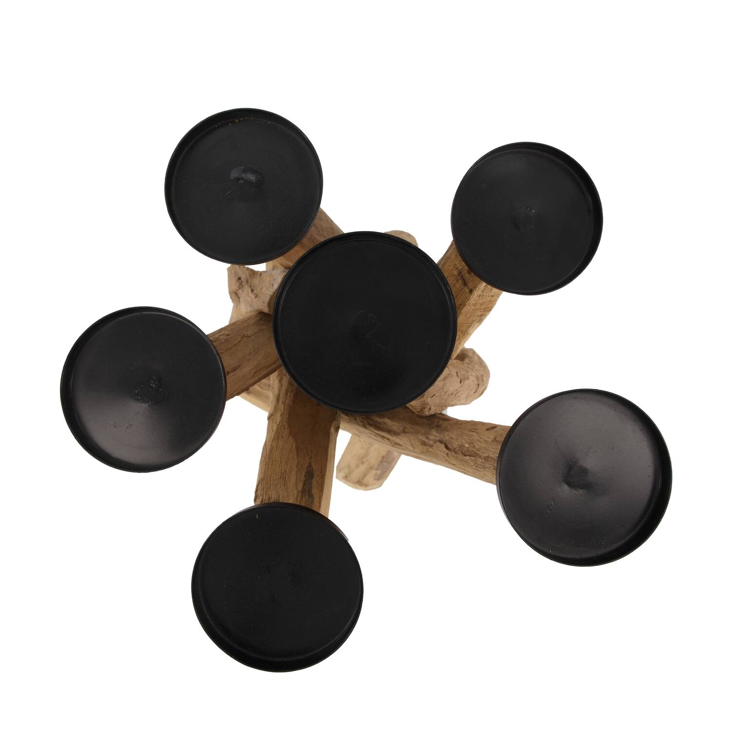 Root teak wood with candle holders 30x30x40cm - Natural