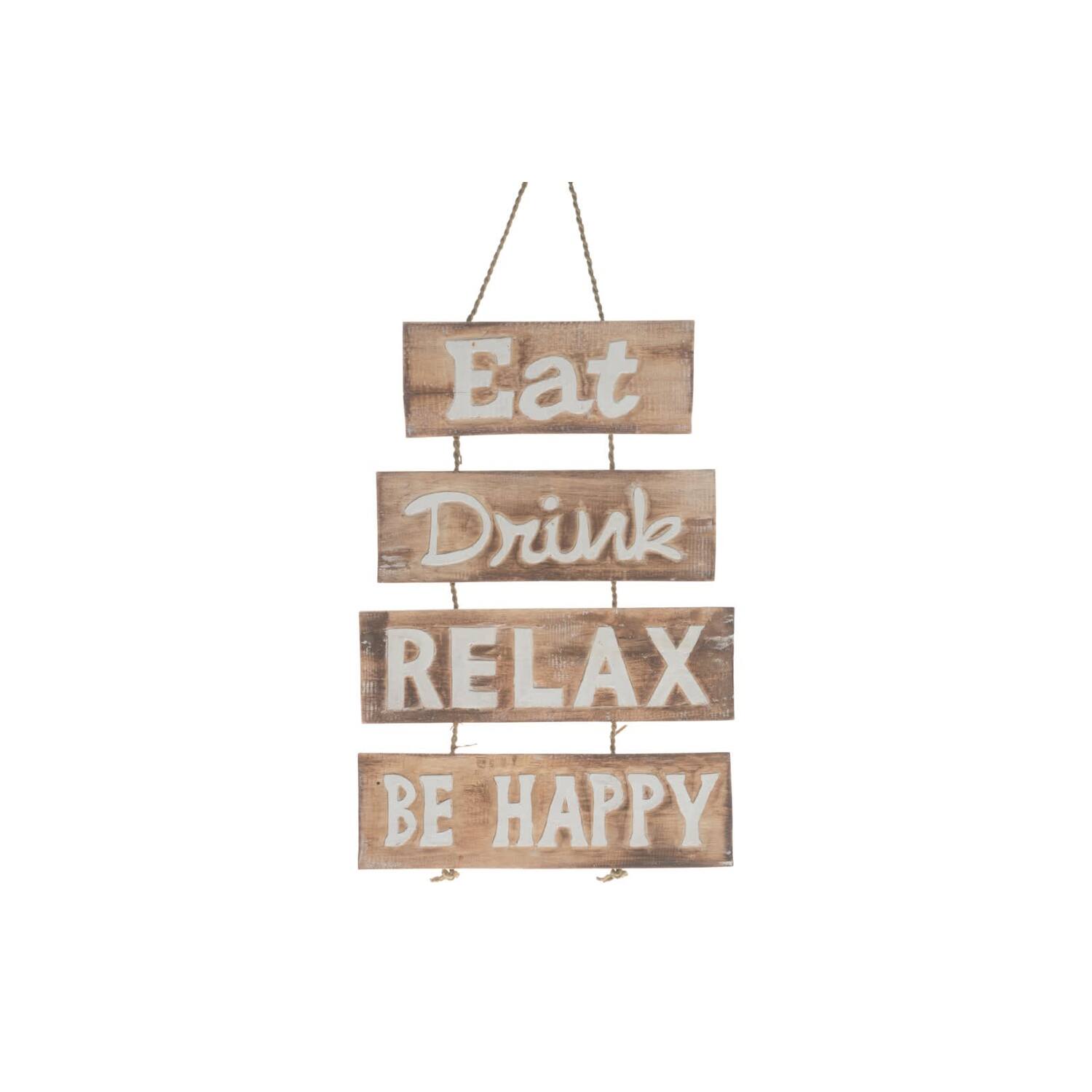 Sign "eat drink relax be happy" wood 38x56x2cm