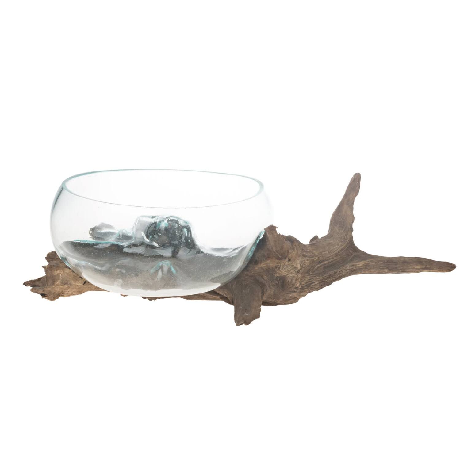 Decoratief beeld Mallawi - Glas met hout - 65x30x23cm - Bruin