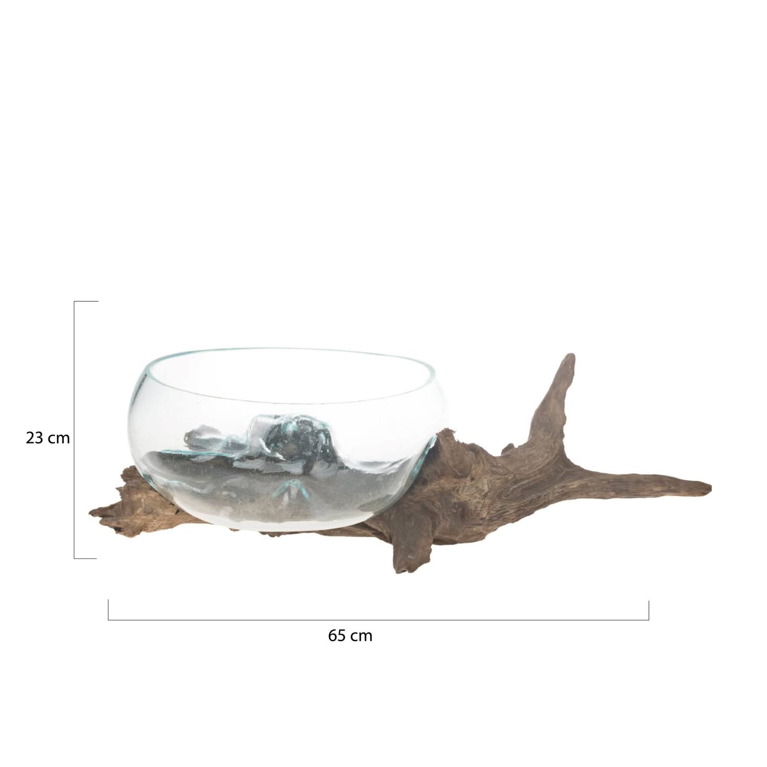 Decoratief beeld Mallawi - Glas met hout - 65x30x23cm - Bruin