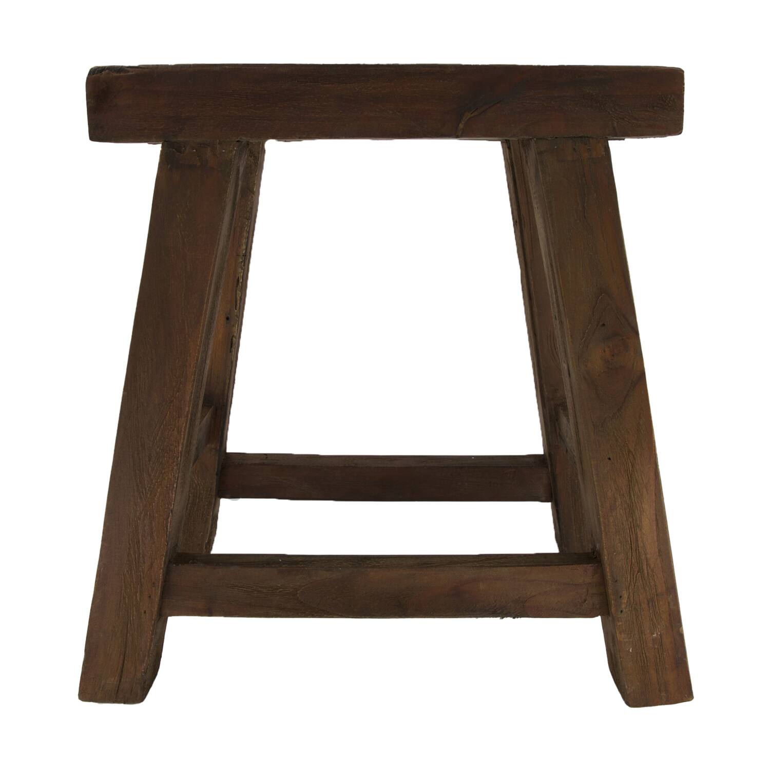 Stool 4 legs teak wood 40x30x45cm - Natural