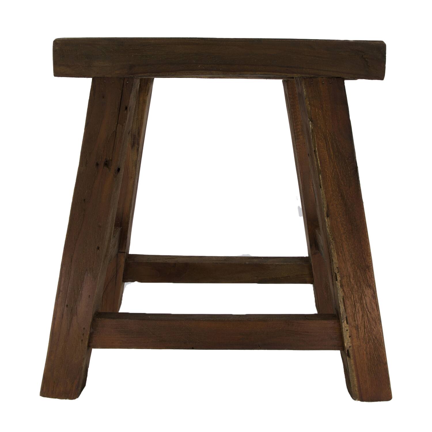 Stool 4 legs teak wood 40x30x45cm - Natural