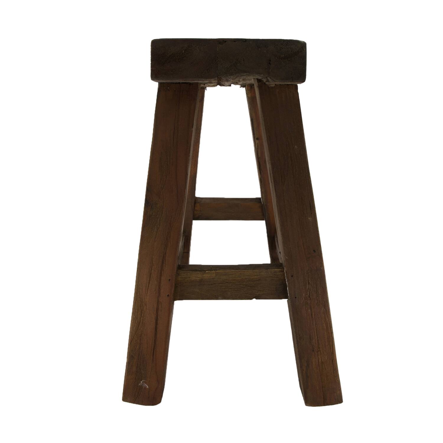 Stool 4 legs teak wood 40x30x45cm - Natural