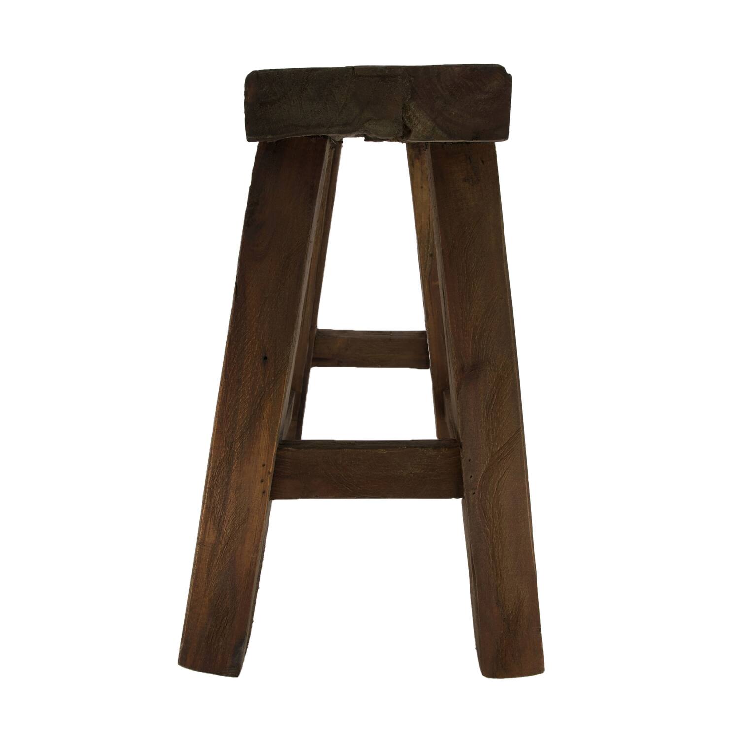 Stool 4 legs teak wood 40x30x45cm - Natural