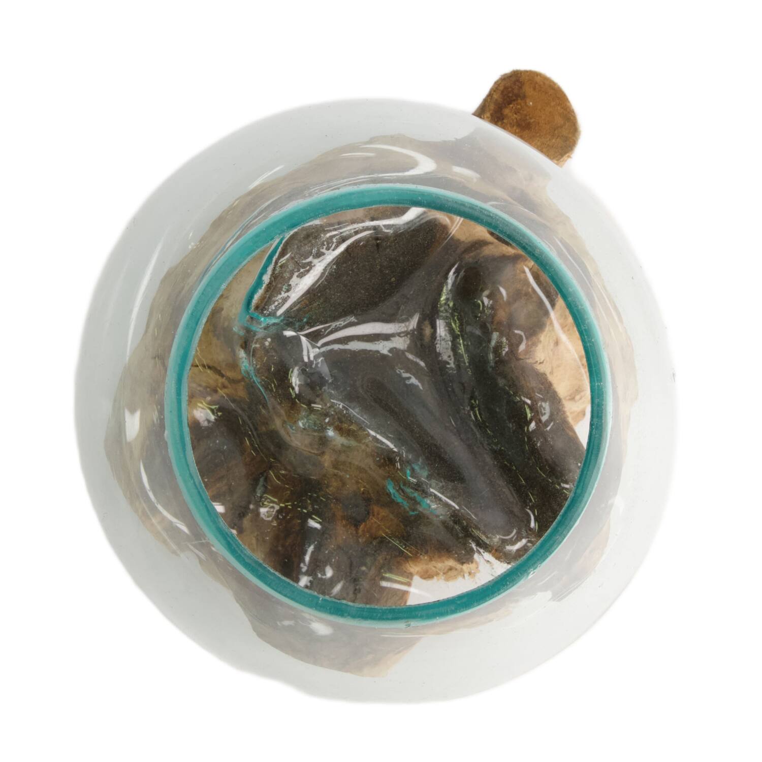 Root teak wood with glass 20x20x20cm - Natural