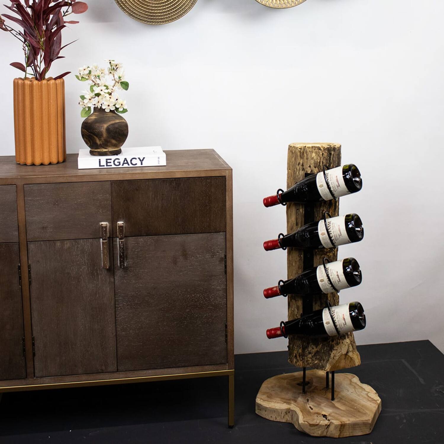 Weinregal Quinn - Holz - 36x36x85cm - Braun
