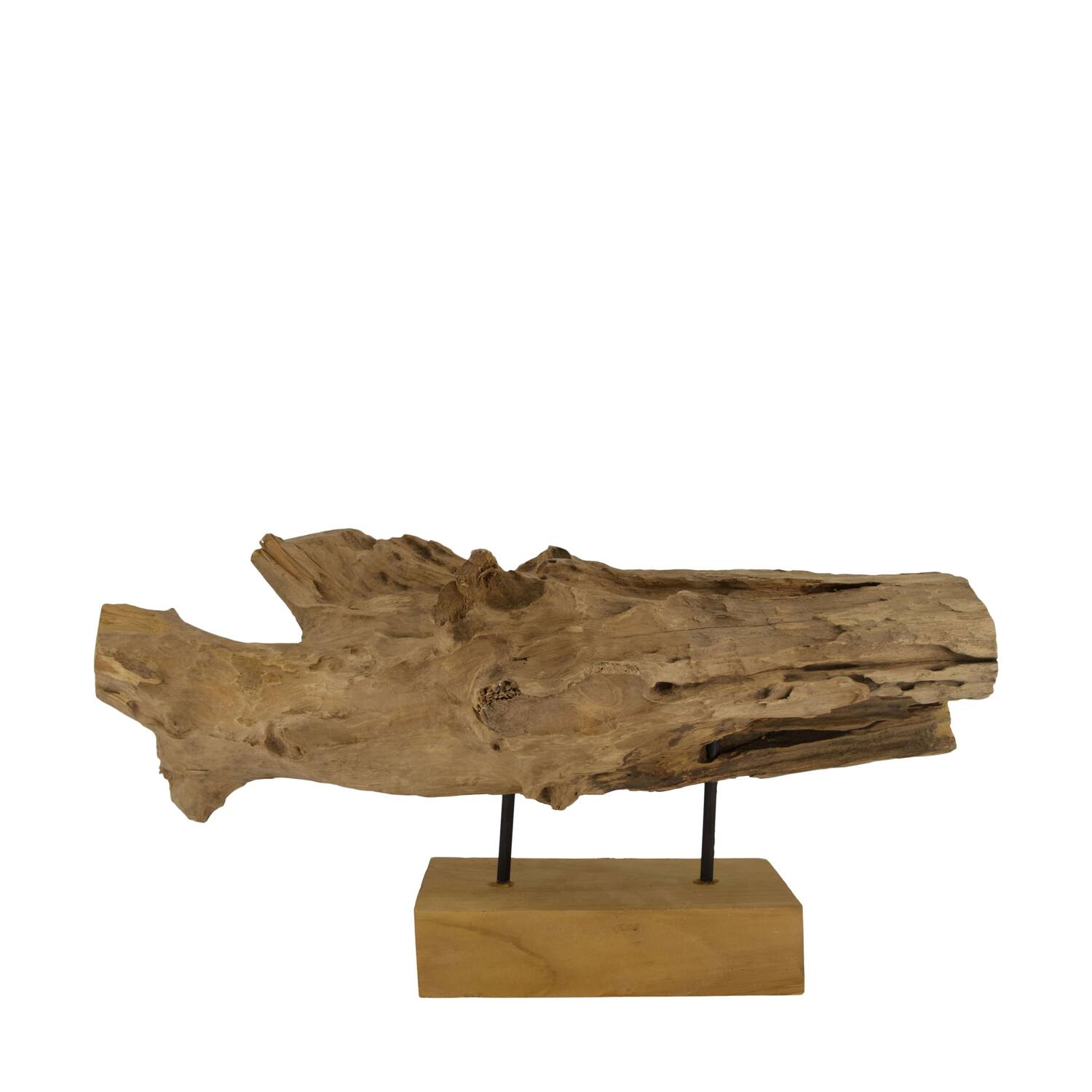 Root teak wood on stand 58x14x30cm