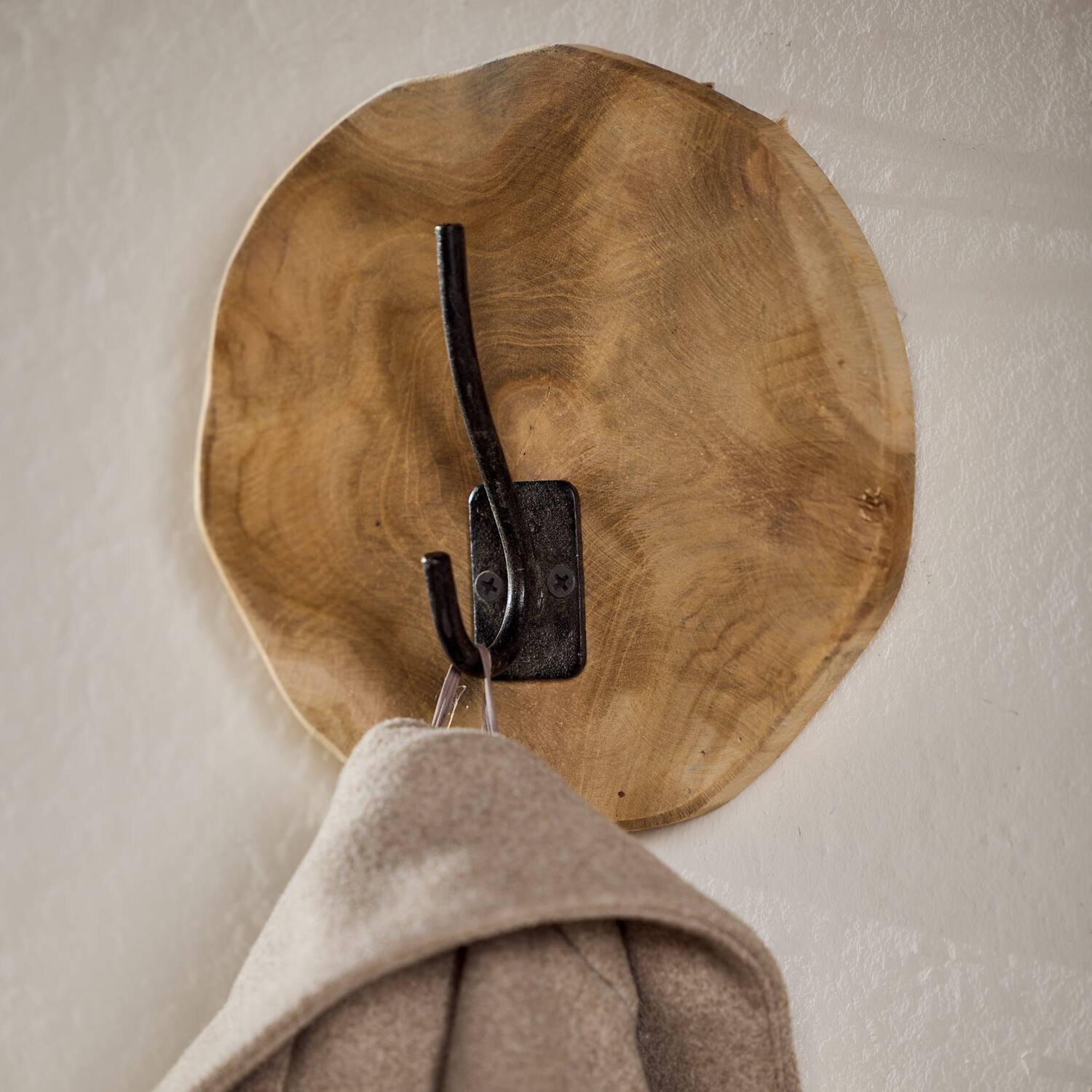 Coat rack teak wood with 1 hook 20x8x20cm