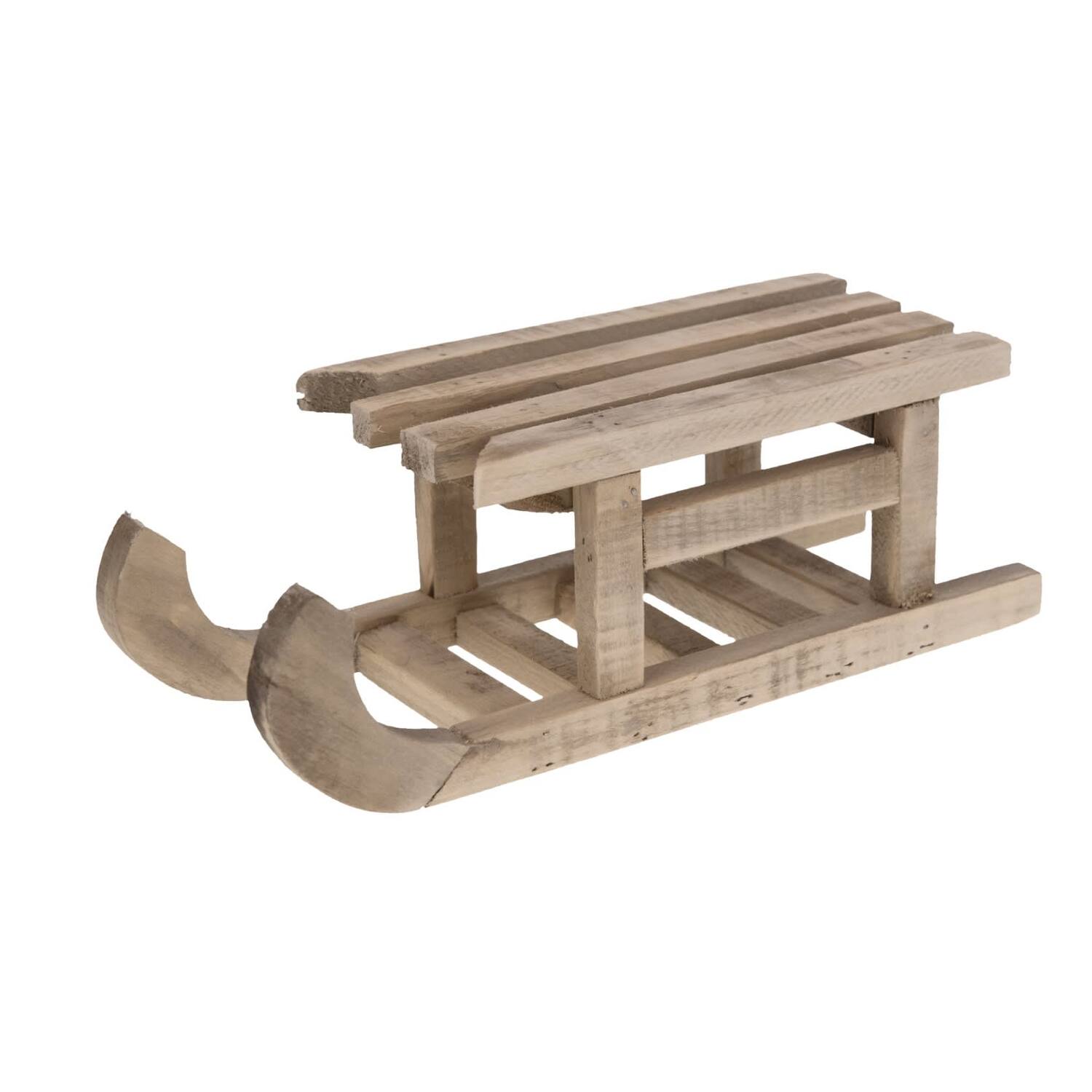 Sleigh historic wood 33x11.5x11cm - Natural
