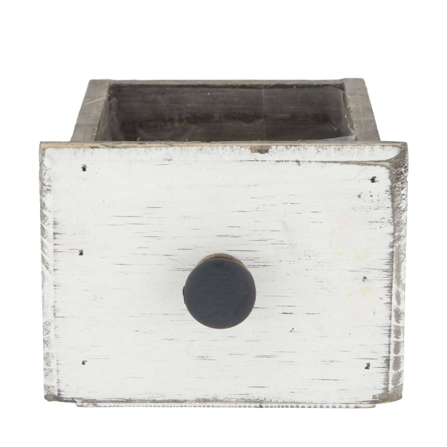 Box planter rectangular fir wood with plastic 12x10x9cm