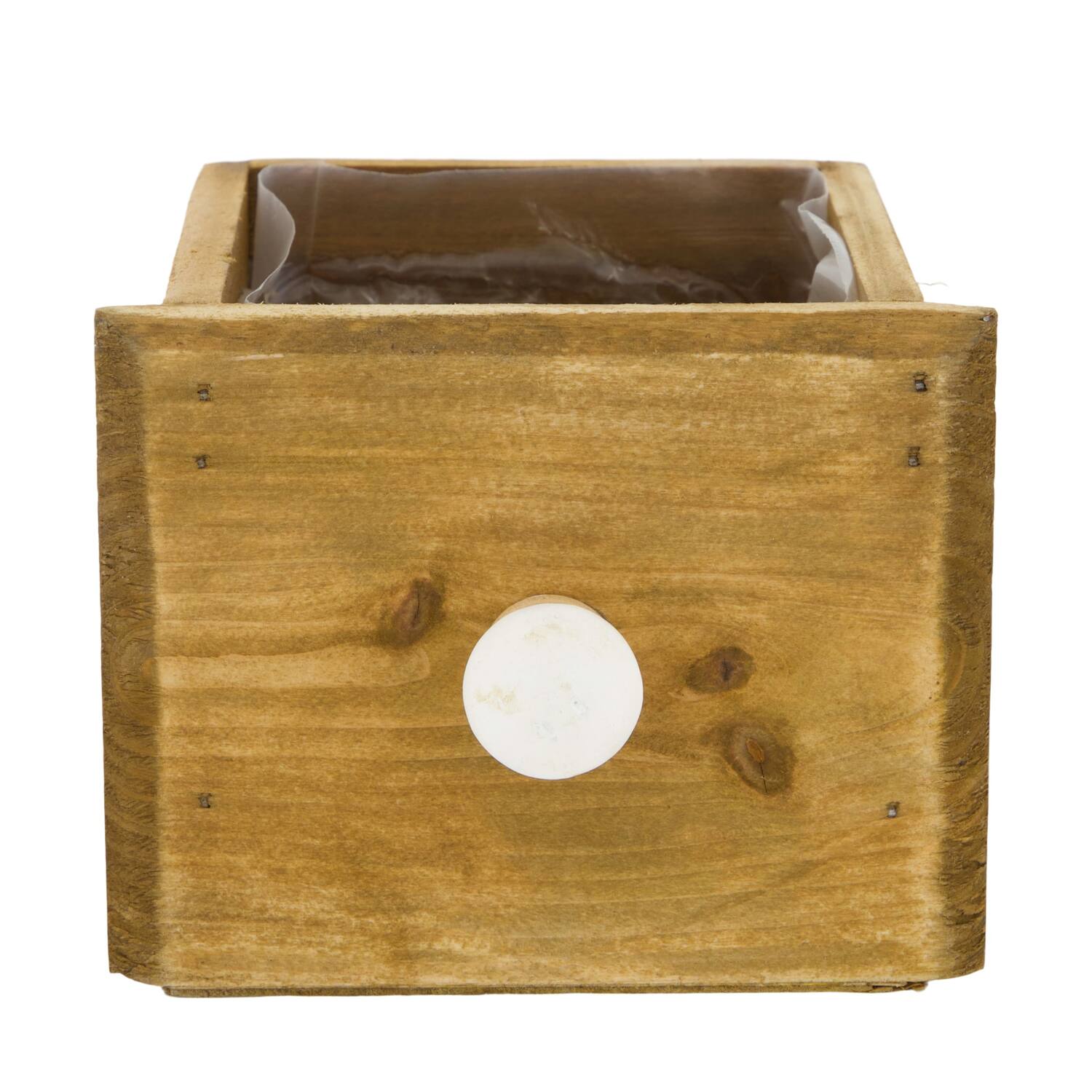 Box planter rectangular fir wood with plastic 12x10x9cm - Natural
